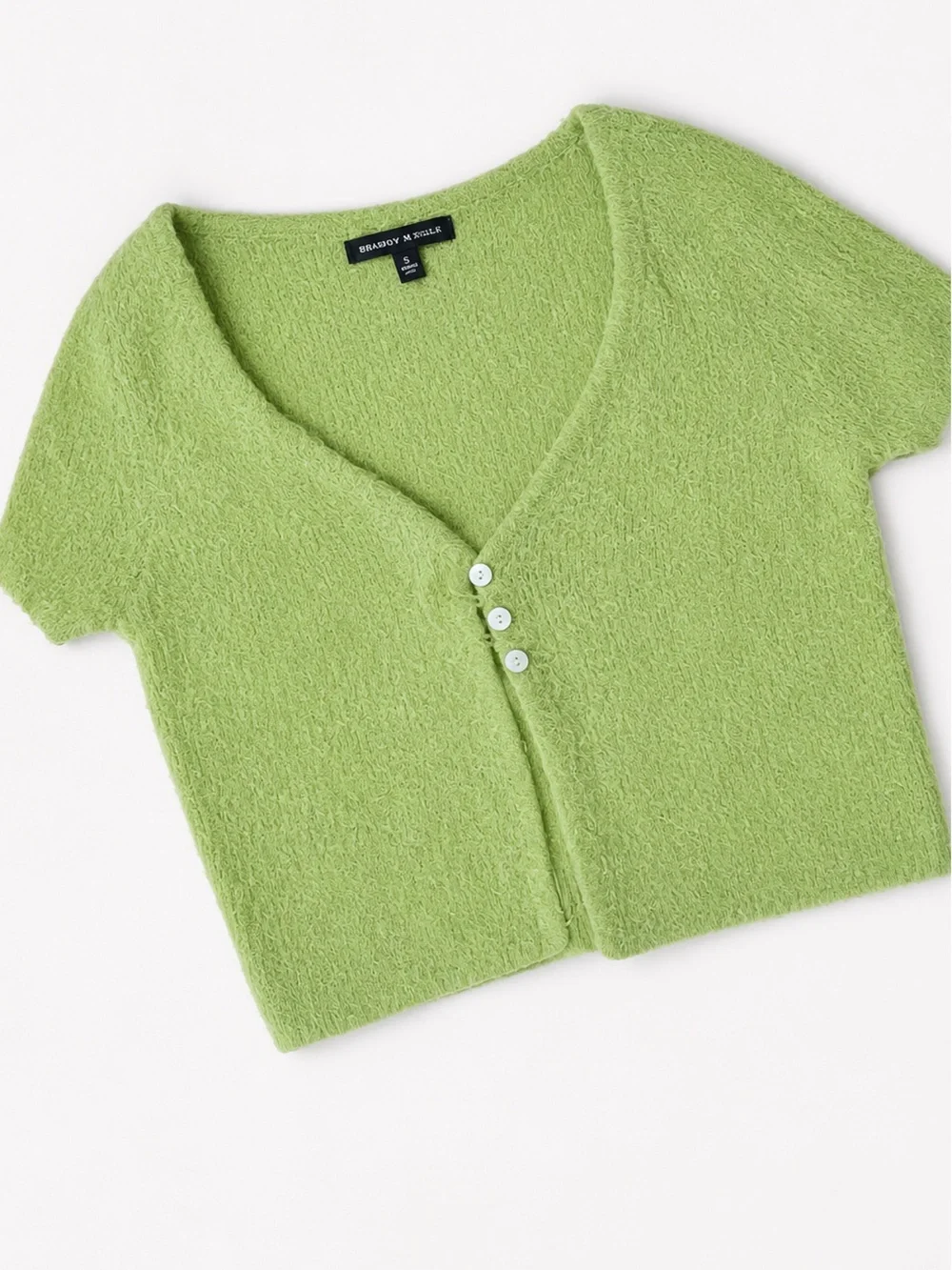 Kendall & Kylie Lime Green Short Sleeve Cropped Cardigan